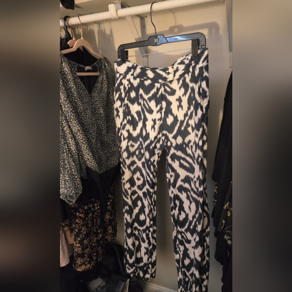 LOFT Black and White Straight Leg Pants